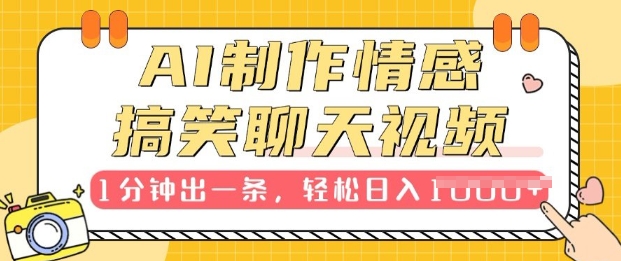 AI制作情感搞笑聊天视频，1分钟出一条，100%过原创，新手也能轻松上手-乞丐的项目