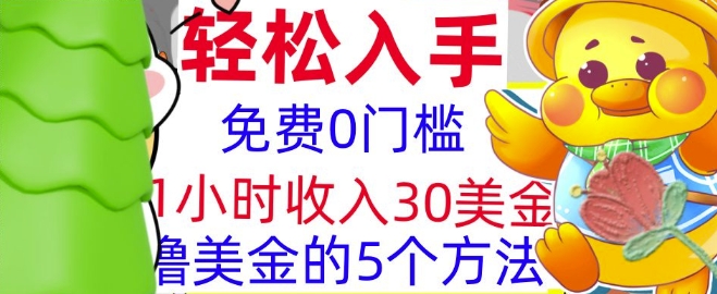 免费撸美刀的5个方法，1小时收入30美刀，0门槛，轻松入手-乞丐的项目