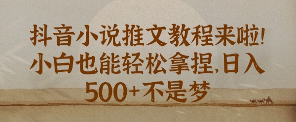 抖音小说推文新手教程，小白也能轻松拿捏，日入几张-乞丐的项目