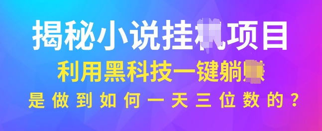 揭秘小说项目，利用黑科技一键躺Z模式，是如何做到一天三位数的-乞丐的项目