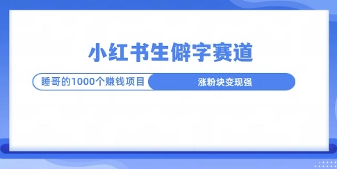 小红书生僻字玩法，快速涨分变现详解-乞丐的项目