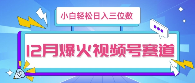 12月视频号爆火赛道，小白无脑操作，也可以轻松日入三位数-乞丐的项目