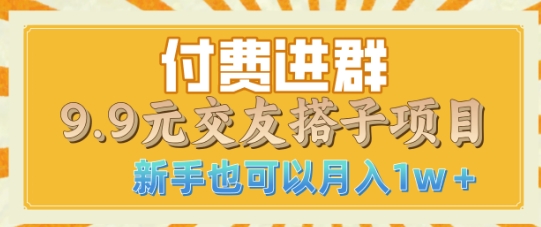 付费进群9.9交友搭子项目，熟练可矩阵操作，月收益过W-乞丐的项目