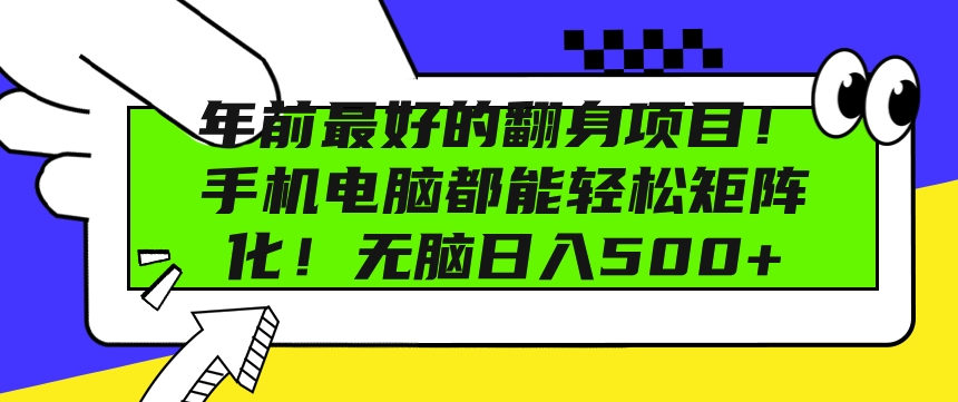 年前最好的翻身项目，手机电脑都能轻松矩阵化，无脑日入多张-乞丐的项目