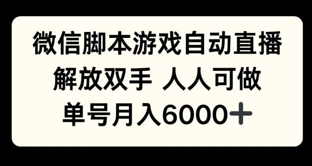 微信脚本游戏自动直播，解放双手 人人可做，单号月入6k-乞丐的项目