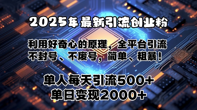 2025年最新引流创业粉，利用好奇心的原理，全平台引流，不封号、不废号，简单、粗暴-乞丐的项目