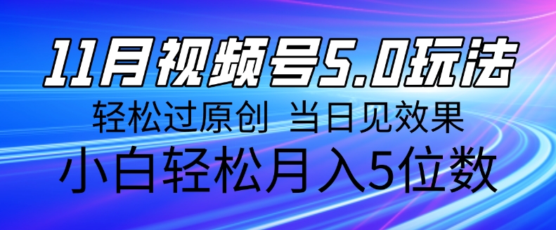 11月最新视频号5.0玩法，轻松过原创，当日见效果，小白轻松月入5位数-乞丐的项目