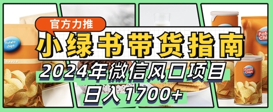 小绿书带货完全教学指南，2024年10月微信风口项目，日入1.7k-乞丐的项目