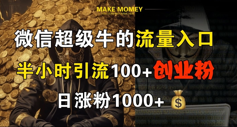 微信超级牛的流量入口，半小时引流100+创业粉，日涨粉1000+-乞丐的项目