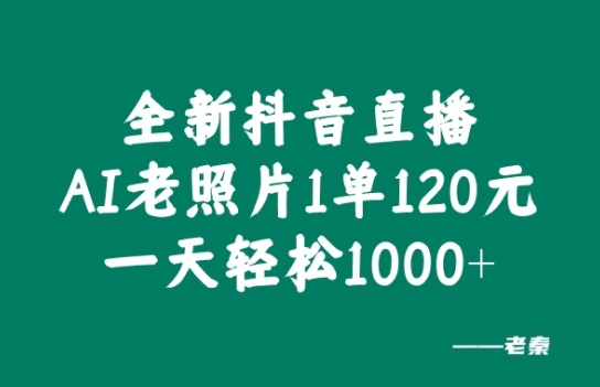 全新抖音直播AI老照片玩法，1单120元，一天轻松1k-乞丐的项目