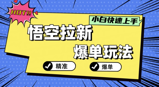 悟空拉新爆单玩法，精准引流，小白分分钟上手-乞丐的项目