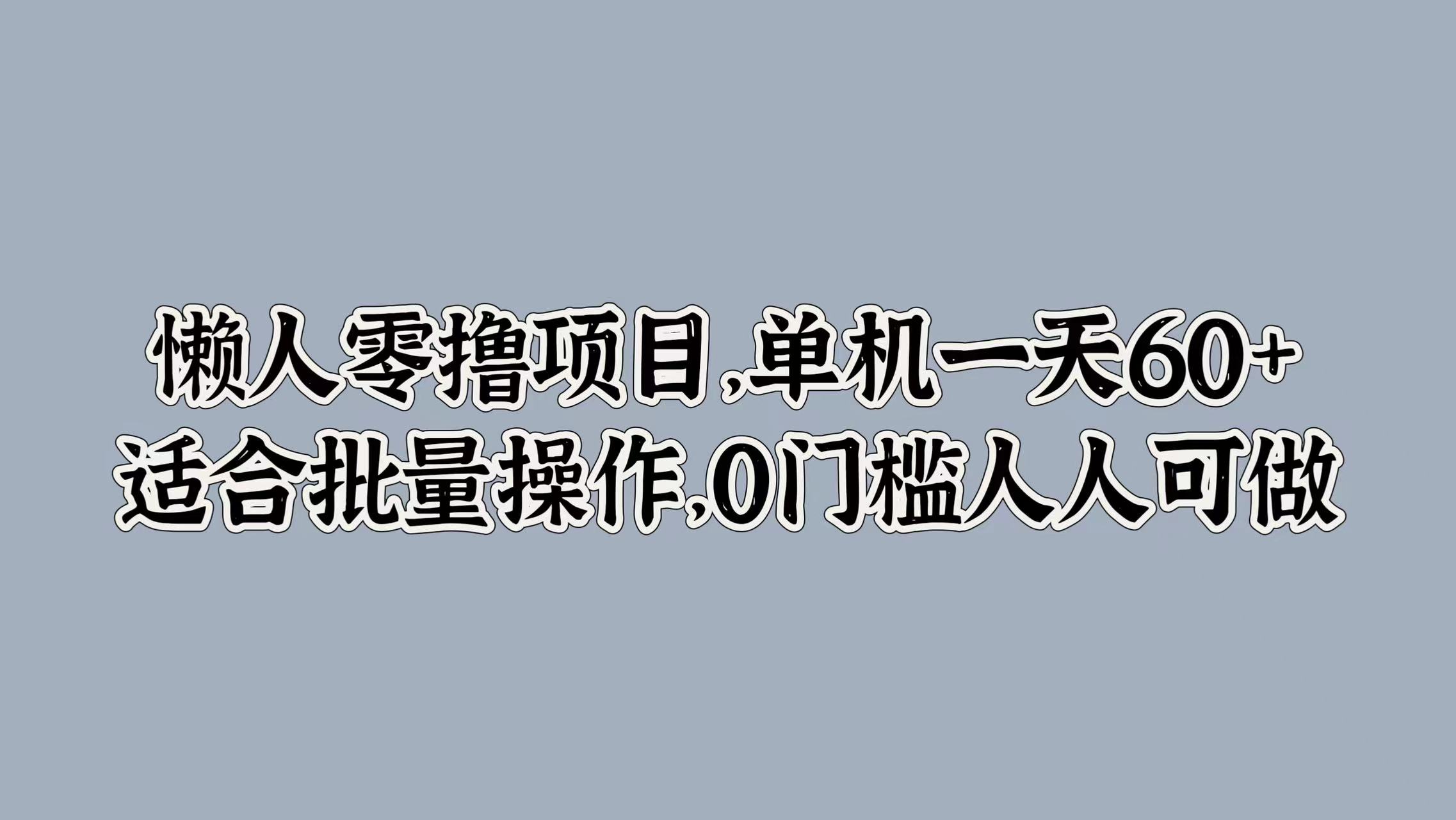 懒人零撸项目，单机一天60+适合批量操作，0门槛人人可做-乞丐的项目