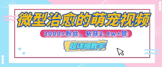 【揭秘】微型治愈的萌宠视频，3000+粉丝，6秒的视频斩获2.4w+赞【附详细教程】-乞丐的项目