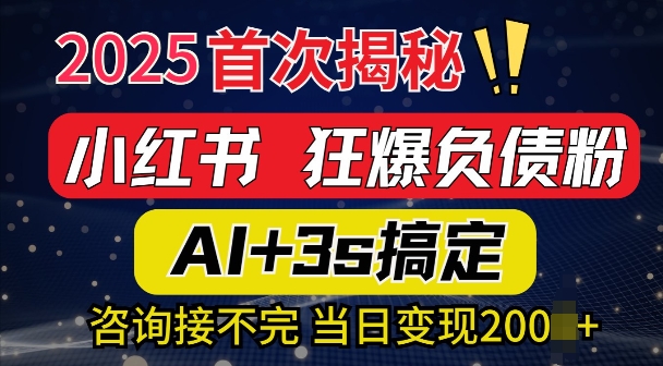 2025引流天花板：最新小红书狂暴负债粉思路，咨询接不断，当日入多张-乞丐的项目